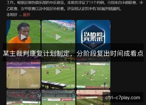 某主裁判康复计划制定,分阶段复出时间成看点 某主裁判康复计划制定,分阶段复出时间成看点